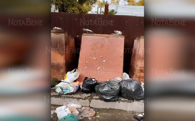 В Черногорске Аэросити переворачивает контейнеры вверх дном и уезжает 