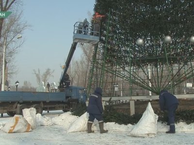 В Абакане убирают главную городскую ёлку