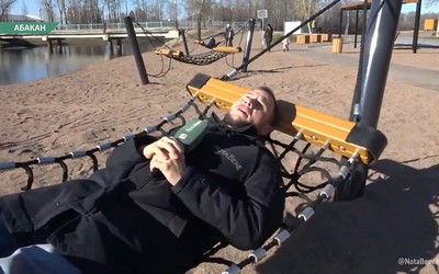 На пляже в Абакане появились гамаки