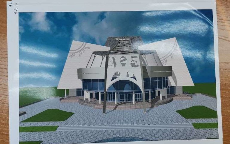 Эскизы будущего здания драмтеатра имени А. М. Топанова