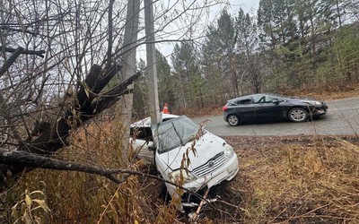 Водитель врезался в электроопору в Саяногорске. У него перелом таза