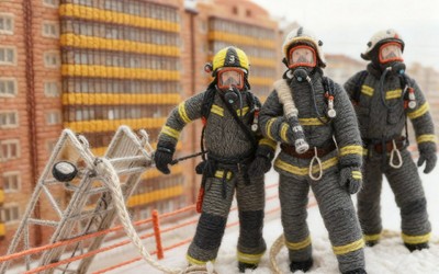 «Вязаные» пожарные работают в Абакане