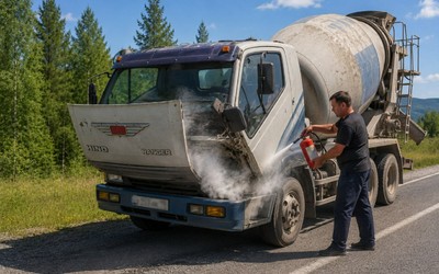 Цементовоз загорелся в Таштыпском районе