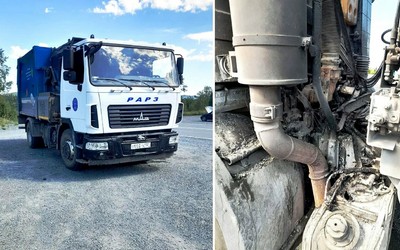 Мусоровоз загорелся на ходу в Таштыпском районе