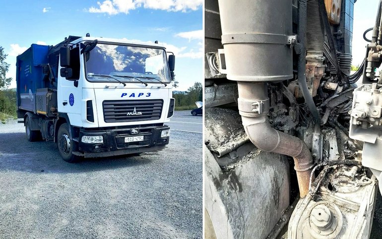 Мусоровоз загорелся на ходу в Таштыпском районе
